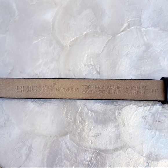 Chico’s Silver Tone Rhinestone Buckle Black Belt S - Picture 6 of 16